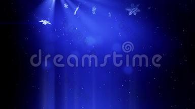 装饰3d雪花<strong>飘落</strong>在蓝色背景上.. 用作圣诞或新年贺卡，作冬季主题或